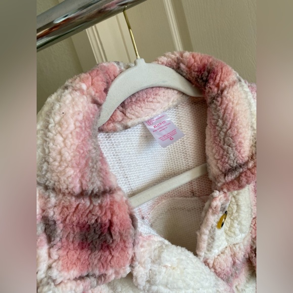 Pink and White Cozy Pink Winter Flannel Jacket Shacket XL - Picture 6 of 7